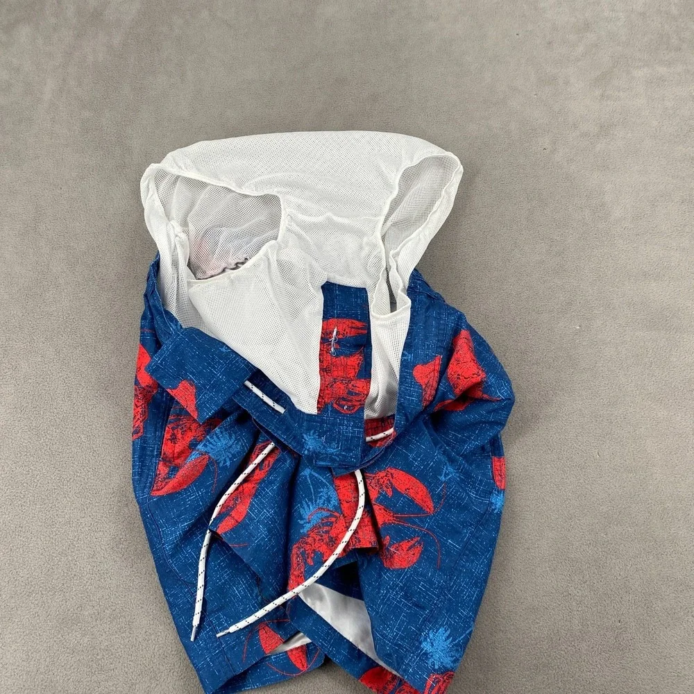 St. John's Bay Trunks Shorts Mens L Blue Red Lobster Print Mesh Lined High Rise